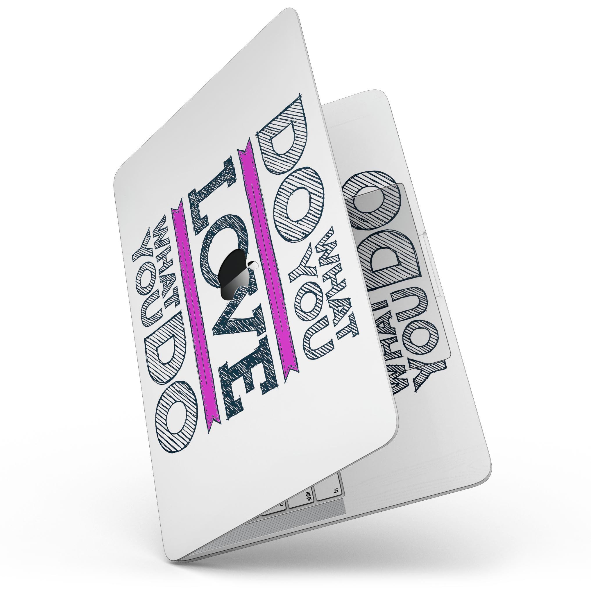 Do What You Love What You Do Pink V2 skin for MacBook Pro with Touch Bar, showcasing vibrant design and premium vinyl material.